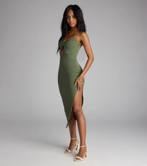 Kiss and Tell Sweetheart Cutout Midi Dress