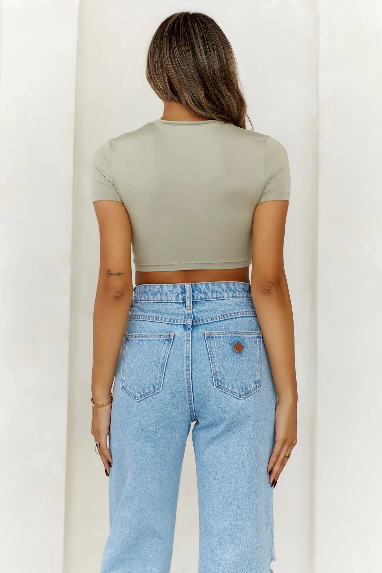BASE The Baby Tee Crop Top Sage