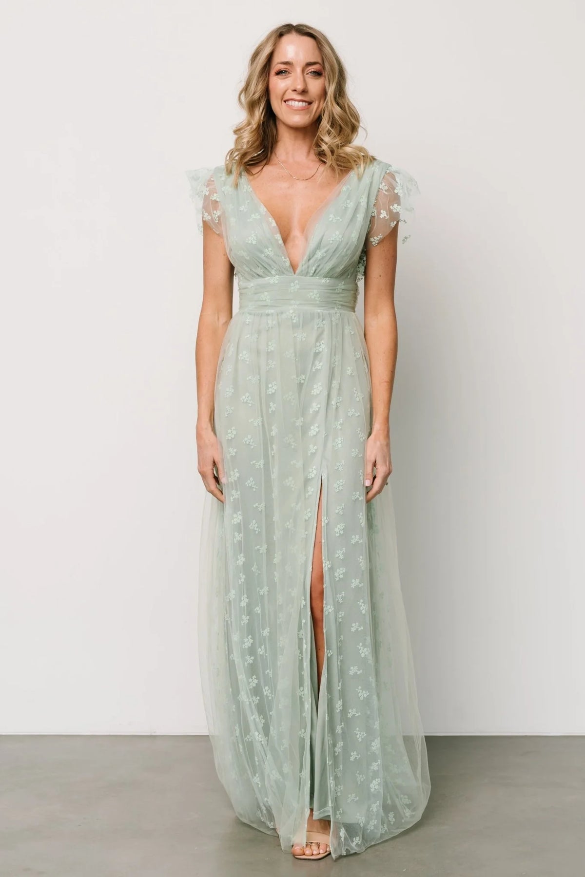 Caterina Tulle Maxi Dress | Sage