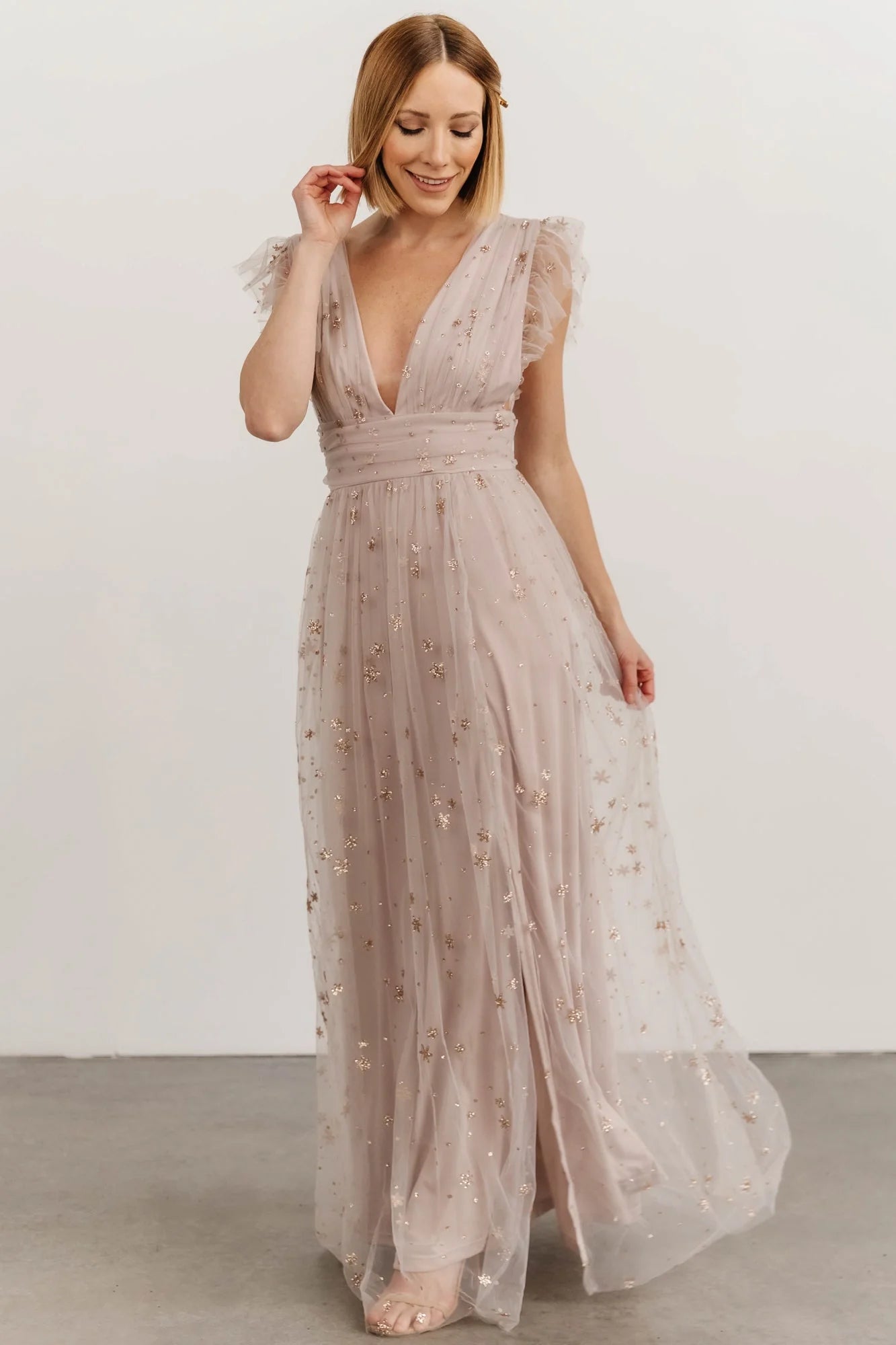 Nova Shimmer Maxi Dress | Dusty Lilac