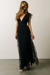 Nova Shimmer Maxi Dress | Navy
