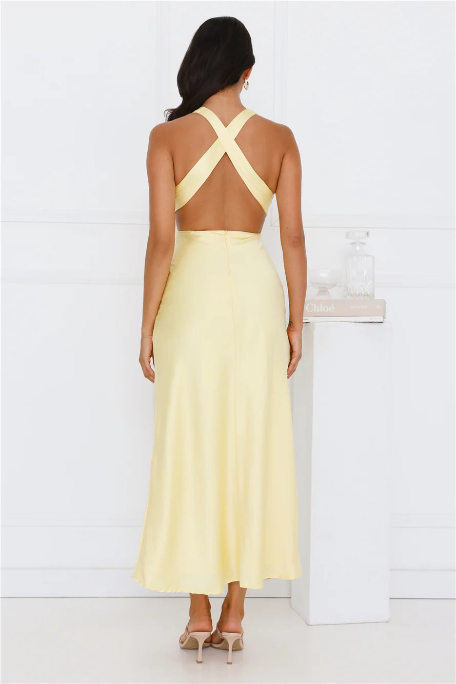 Dress Code Satin Maxi Dress Yellow