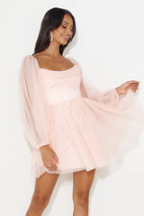 Sweet Smiles Tulle Mini Dress Pink