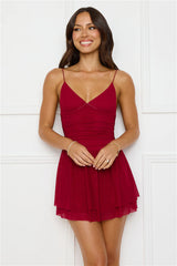 Bow And Arrow Mesh Mini Dress Burgundy