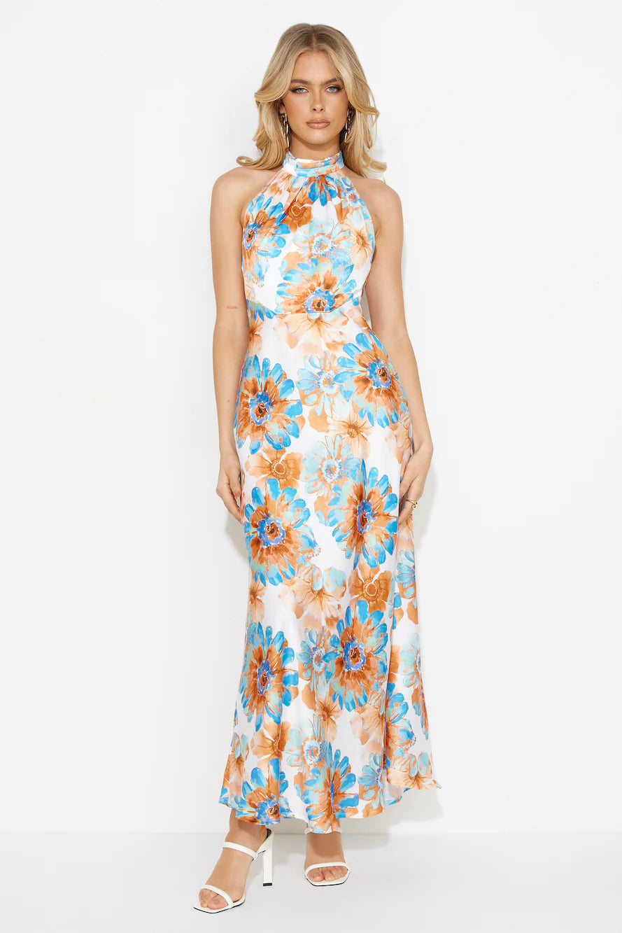 Floating Dreams Satin Maxi Dress Red