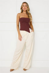 Flirty Game Strapless Mesh Top Brown