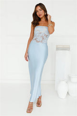 Switch On Satin Maxi Dress Blue
