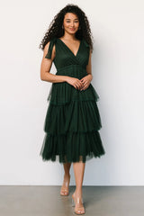 Tessa Tiered Tulle Tank Dress | Dark Green