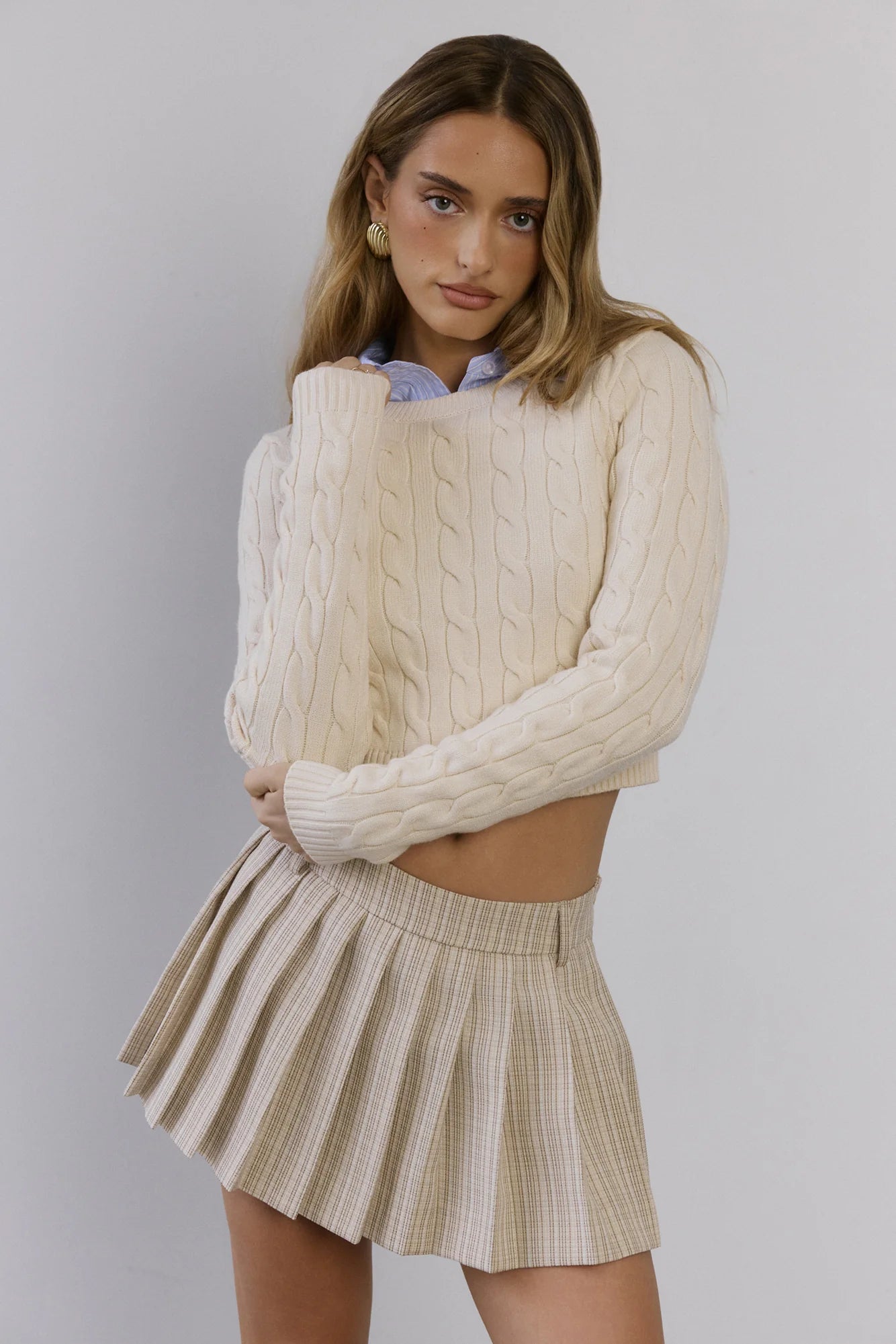 Yacht Club Pleated Mini Skort Beige