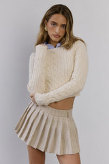 Yacht Club Pleated Mini Skort Beige