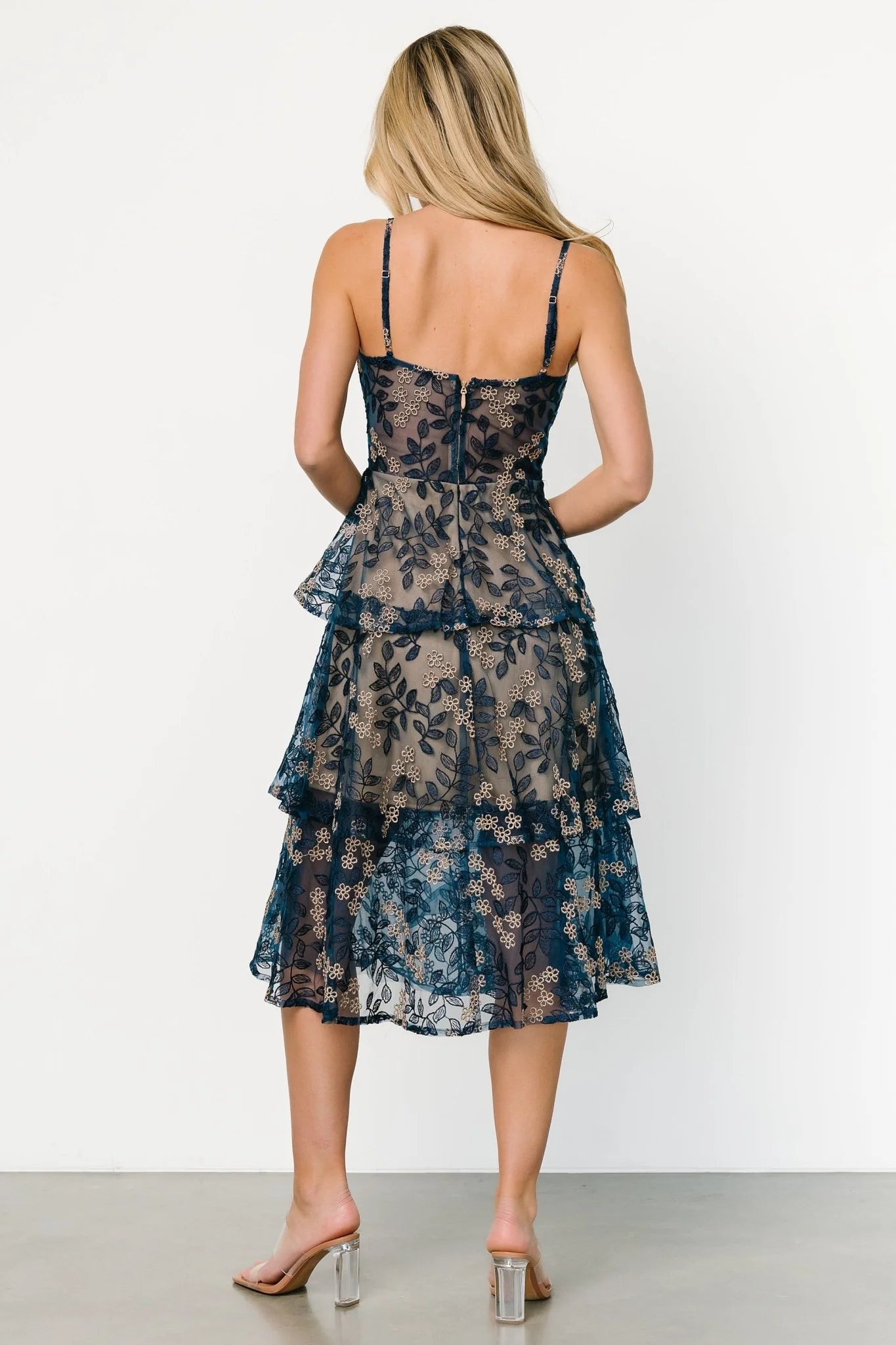 Georgiana Embroidered Midi Dress | Navy