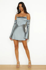 Channel Me Satin Mini Dress Sage