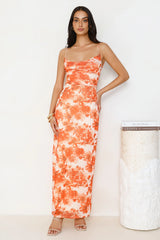 Fabulous Details Mesh Maxi Dress Orange