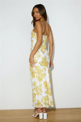 Sweetest Face Satin Maxi Dress Yellow