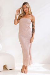 Aura Of Brilliance Strapless Plisse Maxi Dress Gold