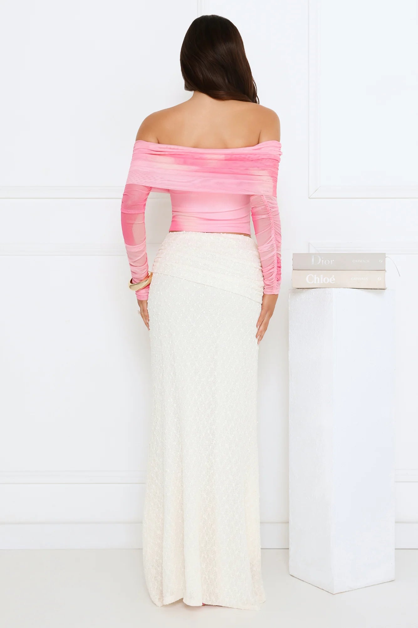 Glow Getter Girl Off Shoulder Crop Top Pink