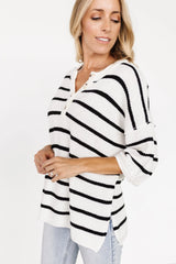 Maddock Knit Top | Off White + Black