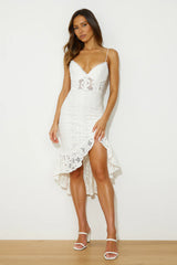 Dance Till Sunrise Lace Midi Dress White