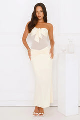 Cherry Glaze Strapless Maxi Dress Yellow