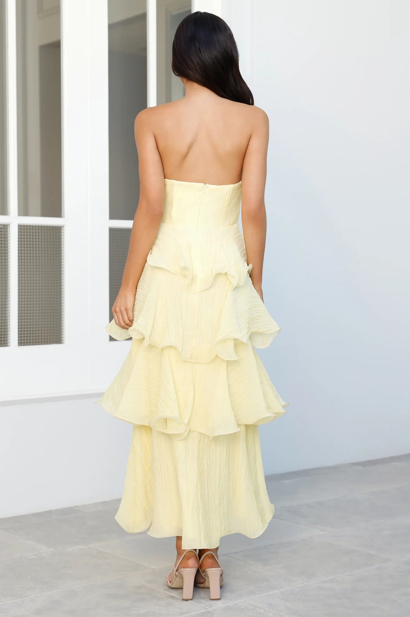 Wedding Adventure Strapless Maxi Dress Yellow