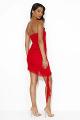 Tango Tease Strapless Mesh Mini Dress Red
