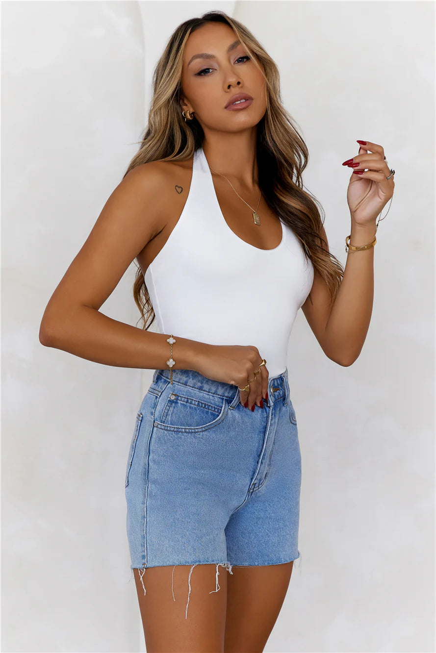 BASE  Going Viral Halter Top White