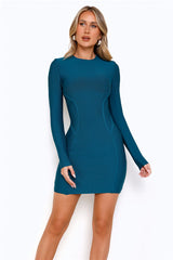 City Nights Long Sleeve Mini Dress Green