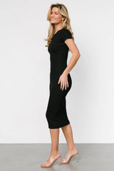 Dana Ribbed Midi Dress | Black