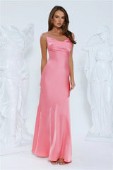 Brilliant Belle Satin Maxi Dress Pink