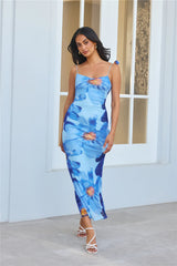 Girl Vibes Mesh Maxi Dress Blue