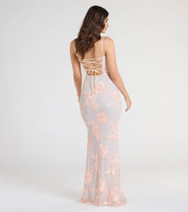 Nicollet Lace-Up Mermaid Floral Formal Dress