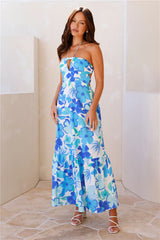 Surfside Escape Halter Maxi Dress Blue