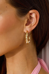 18k Gold Plated Chic Open Hoop Earrings Gold