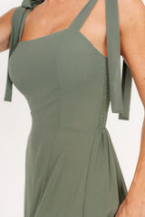 Necia Tie Shoulder Maxi Dress | Dark Sage