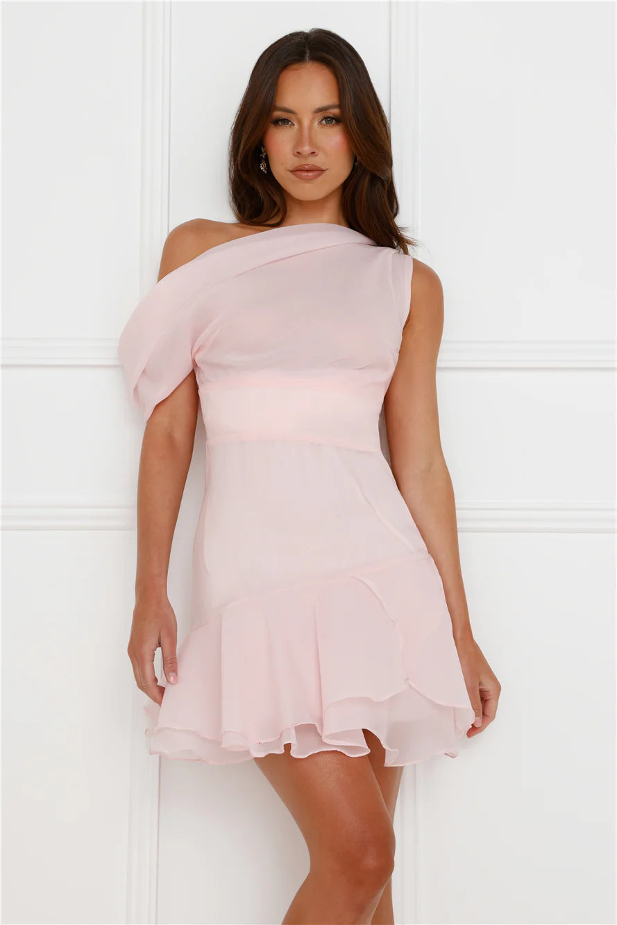 Fashion Haven Off Shoulder Mini Dress Pink
