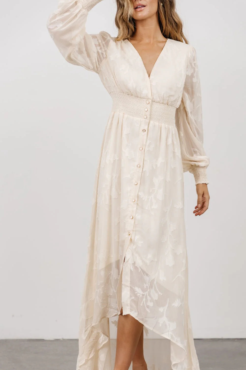 Mayfair High Low Maxi Dress | Vintage Cream