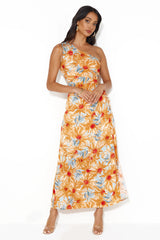 Ticket Anywhere One Shoulder Maxi Dress Orange