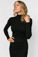 Lindsey Mock Neck Midi Dress | Black