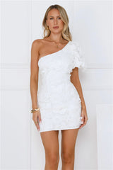 Under the Stars One Shoulder Mini Dress White