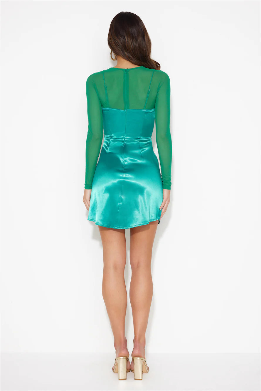 You're Fancy Satin Mini Dress Green