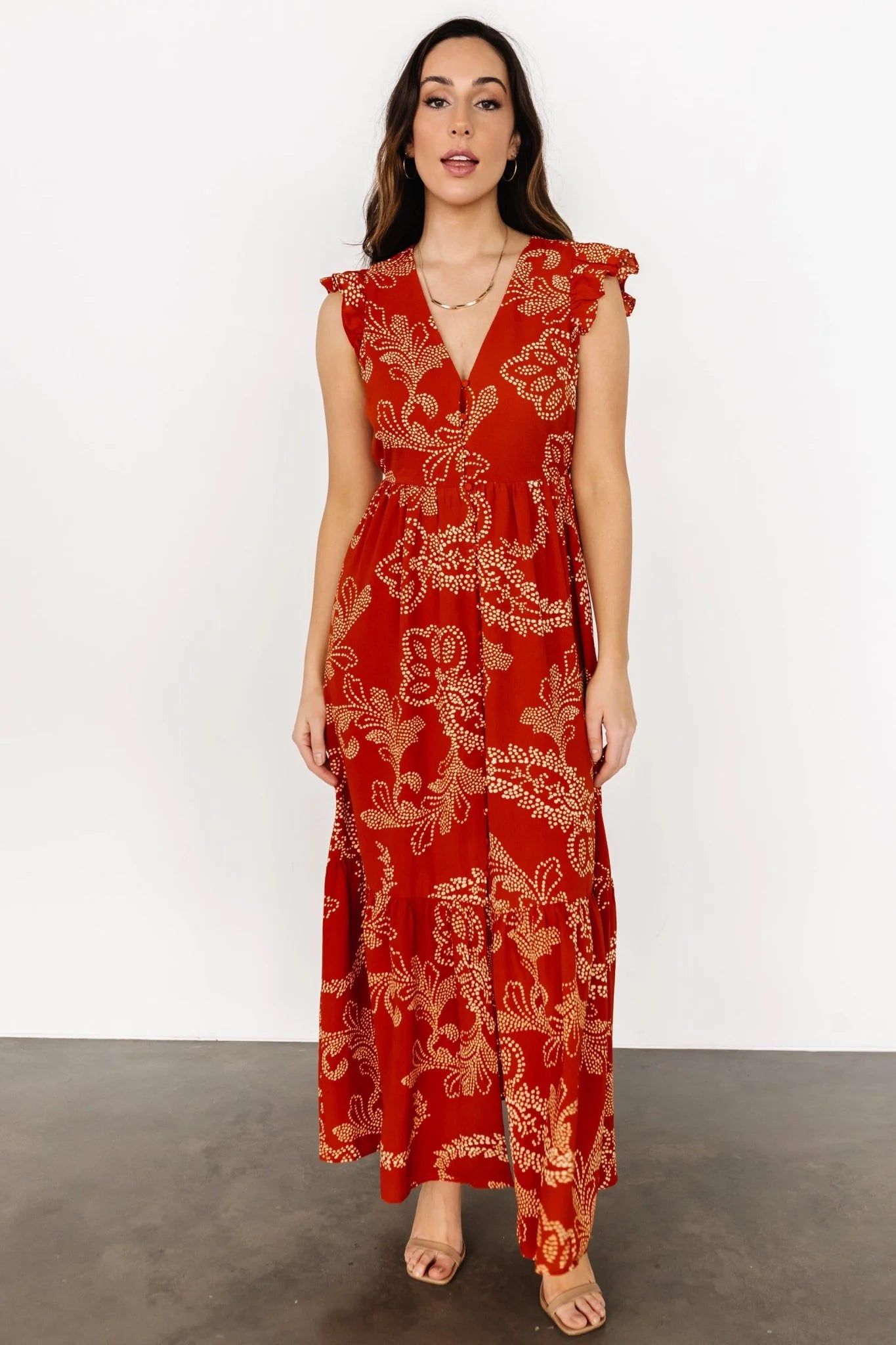 Ginger Button Down Maxi Dress | Rust + Ivory