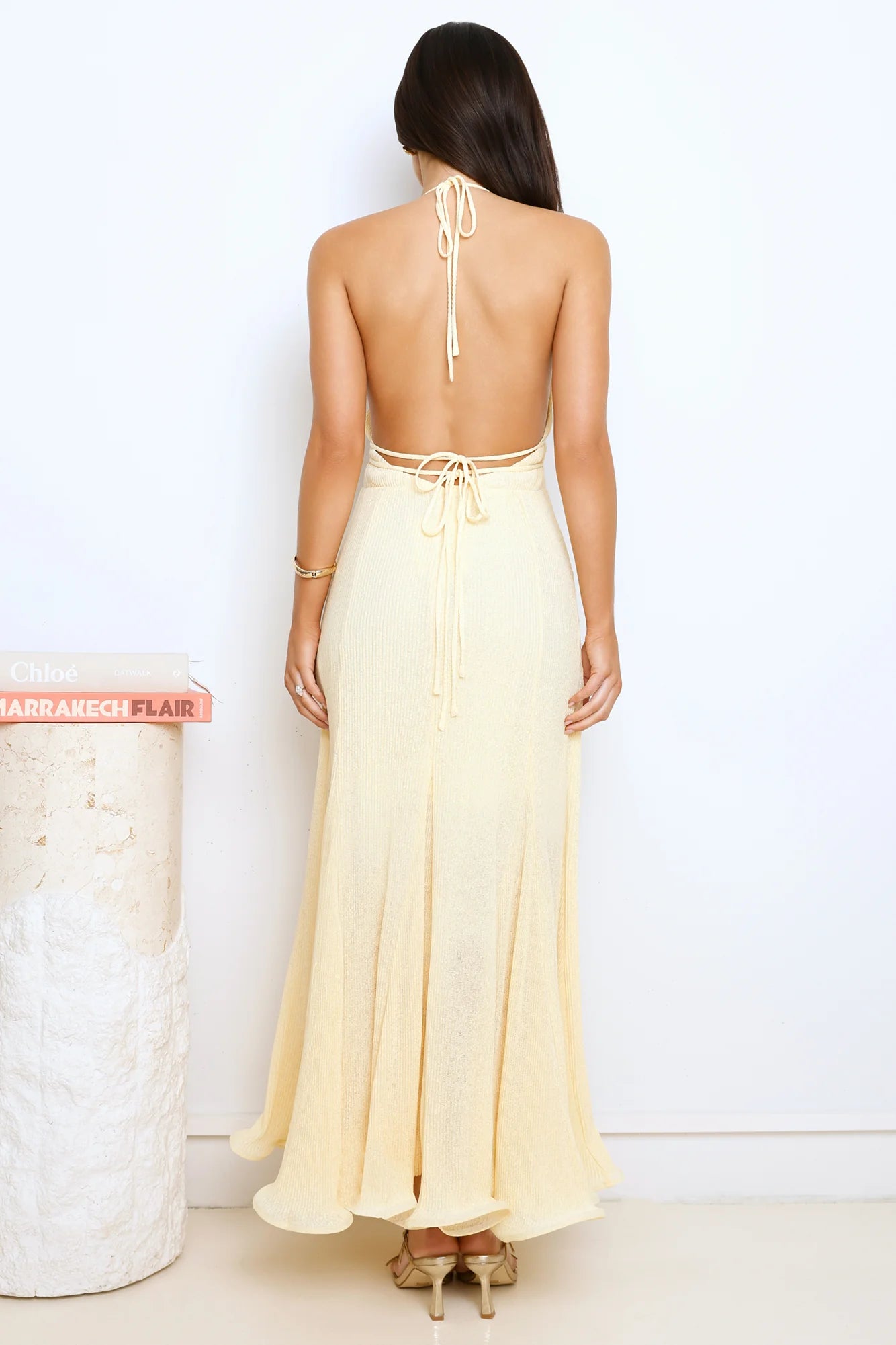 Dare To Dazzle Plisse Maxi Dress Yellow