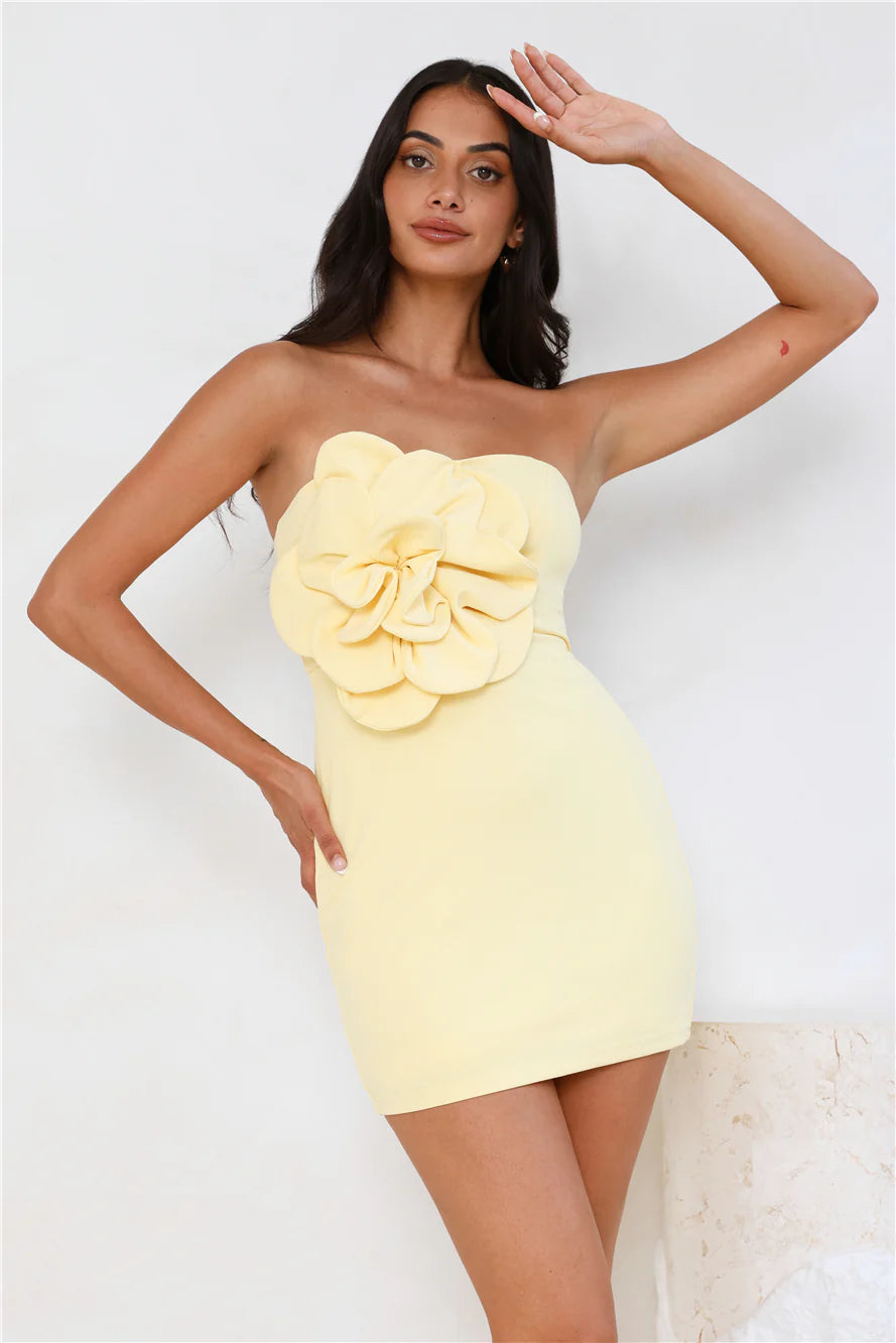 Wild Ivy Strapless Mini Dress Yellow