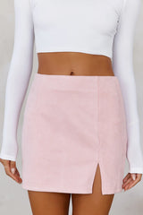 Famous Personality Suede Mini Skirt Blush