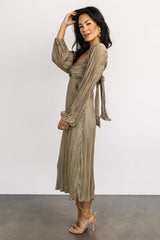 Amani Pleated Midi Dress | Olive