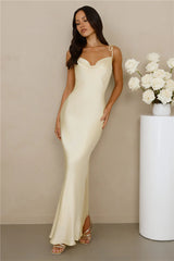 The Penelope Cowl Satin Maxi Dress Yellow