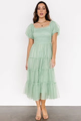 Liv Tulle Midi Dress | Light Green