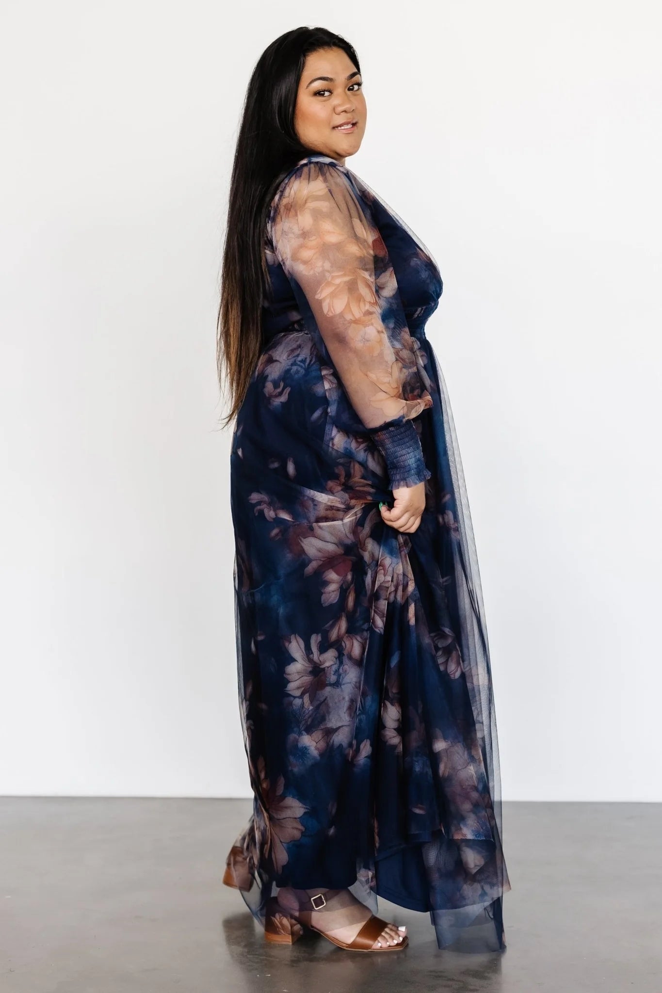 Layla Tulle Maxi Dress | Dark Blue Floral