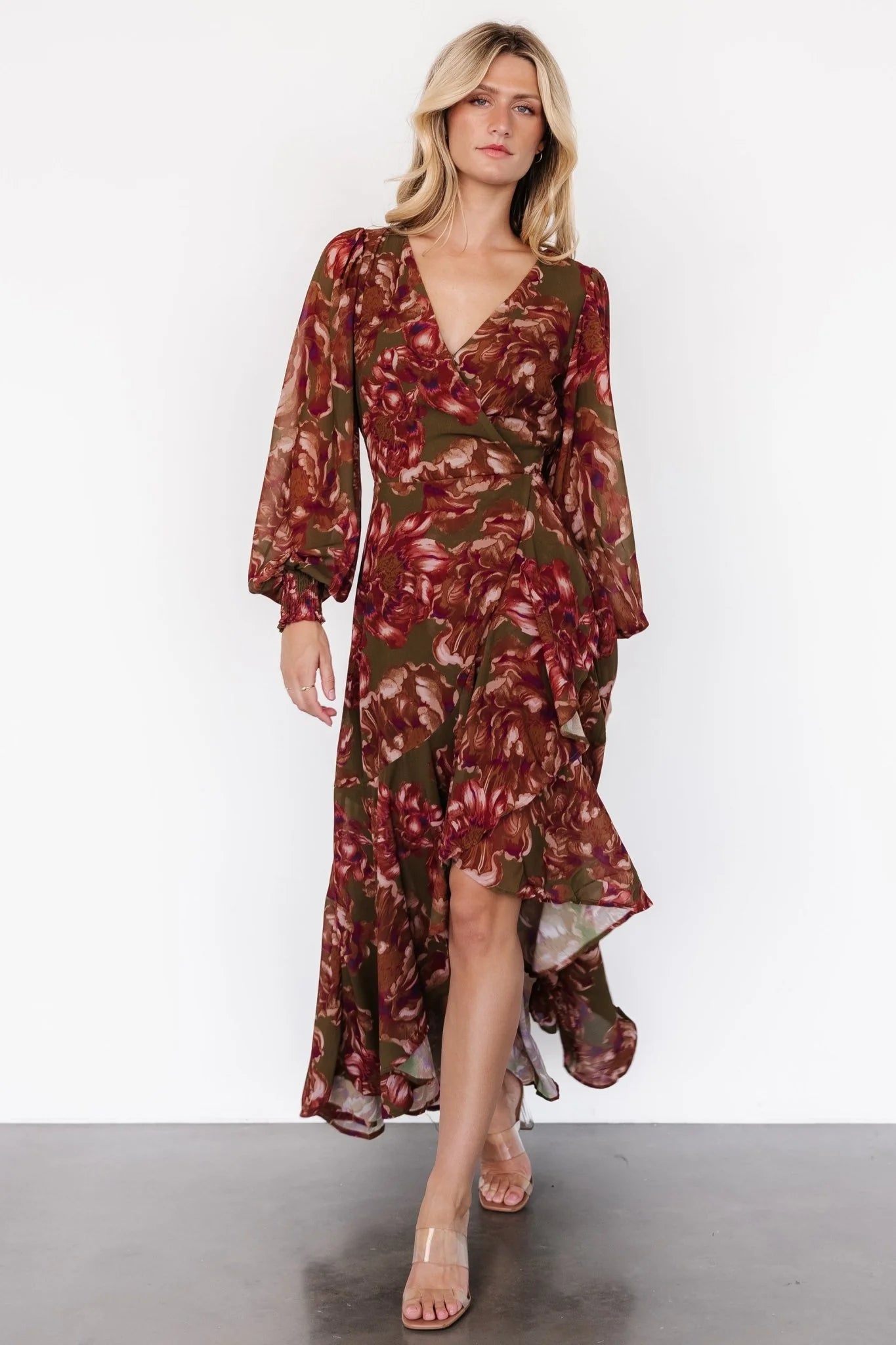 Maryana Ruffle Dress | Olive Floral