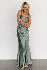 Monet Satin Gown | Eucalyptus